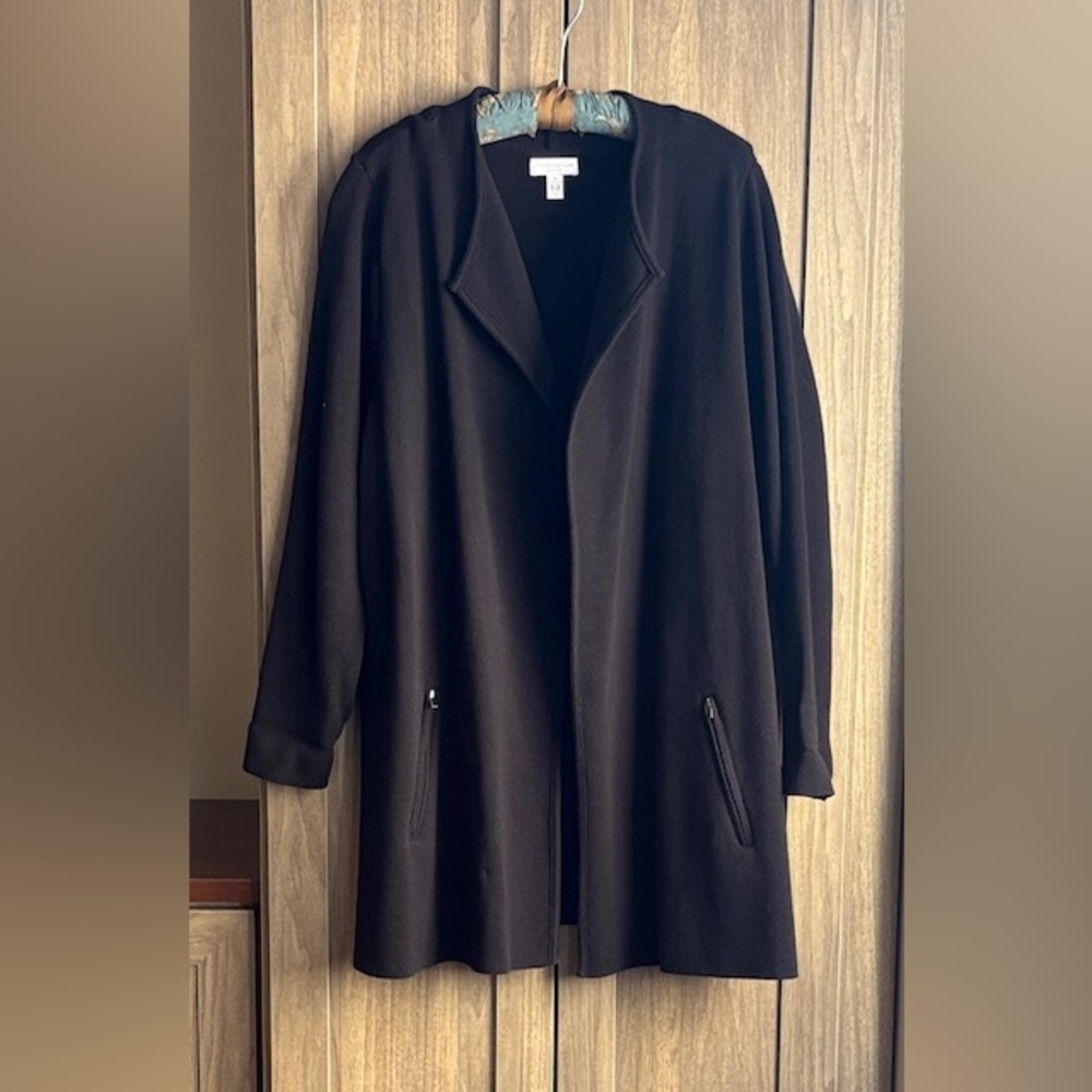 Charter Club Open Front Black Tunic Cardigan | 2X